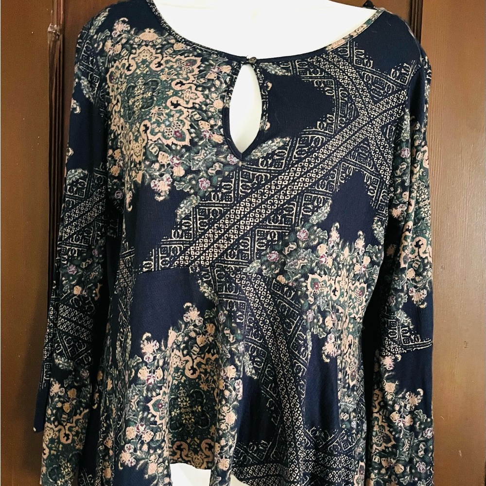 Lucky Brand Boho Navy print shirt XSMALL